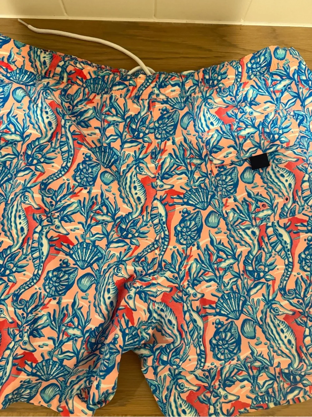 Vineyard Vines Pink & Blue Tropical Print Swim Trunks
